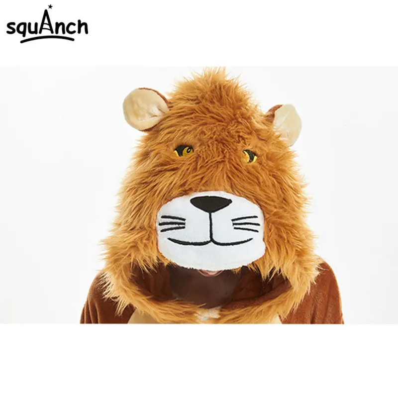 Lion Kigurumis Onesie Winter Pajamas Halloween Animal Outfit Unisex  Flannel Warm Soft