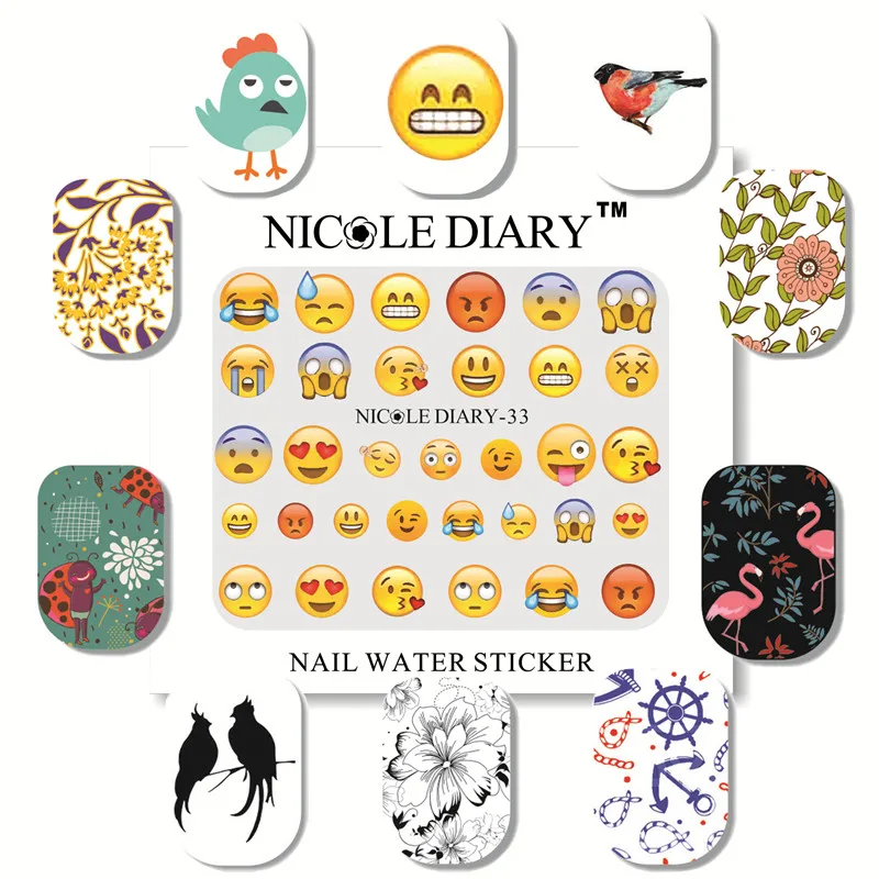 

NICOLE DIARY Nail Art Water Decals Lovely Patterns Stickers Water Transfer Nail Art Decorations ND31-40
