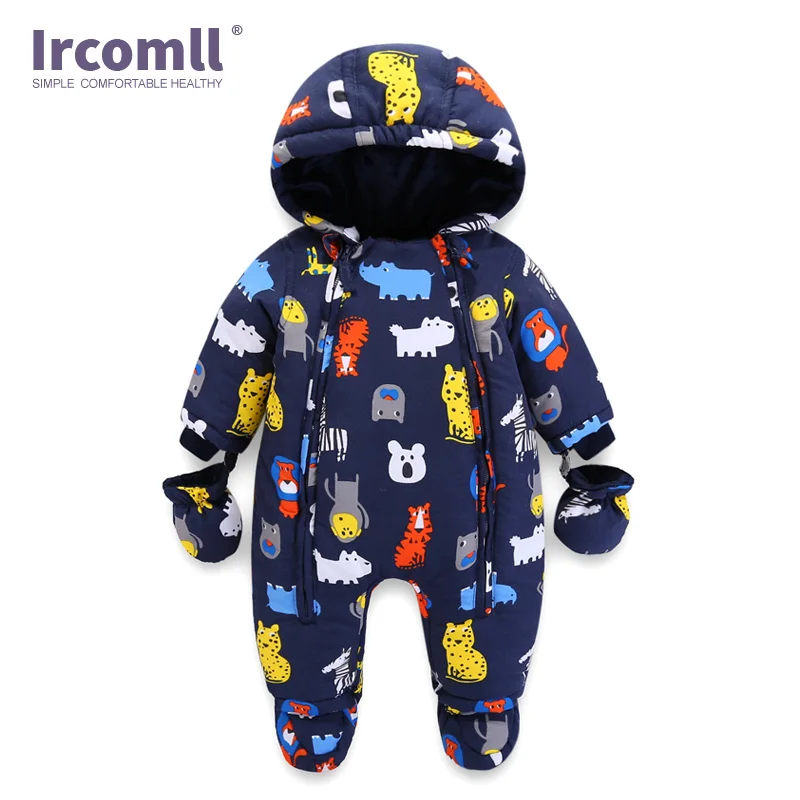  Ircomll 2019 Newborn Baby Rompers Winter Kid Baby Girl Boy Infant Clothes Camo Flower Hooded Jumpsu