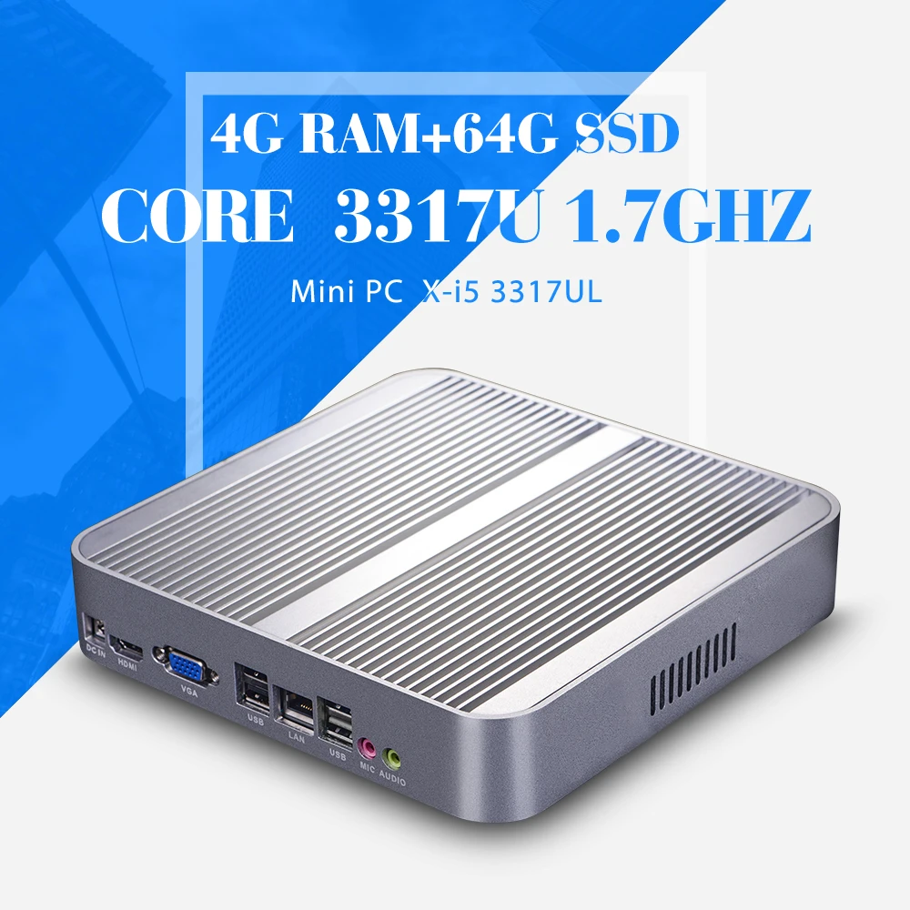 Fanless Mini PC,Core I5 3317U ,HD