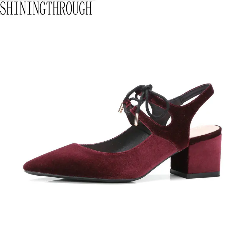 

2018 New ankle strap chunky high heels women pumps elegant ladies Wedding shoes woman sapato feminino size 34-43