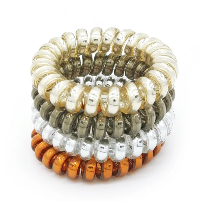 

Lots Pcs 4 Color Women Girls Size 5.5 CM Hair Bands Elastic Rubber Telephone Wire Hair Ties & Plastic Rope Hair Accessory