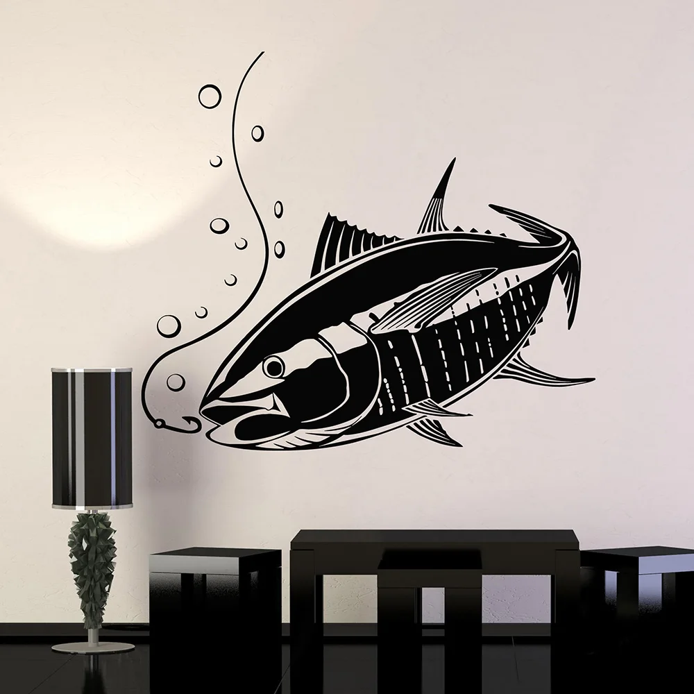Fish Fishing Rod Vinyl Wall Decals Hunting Shop Home Decor Art Wall