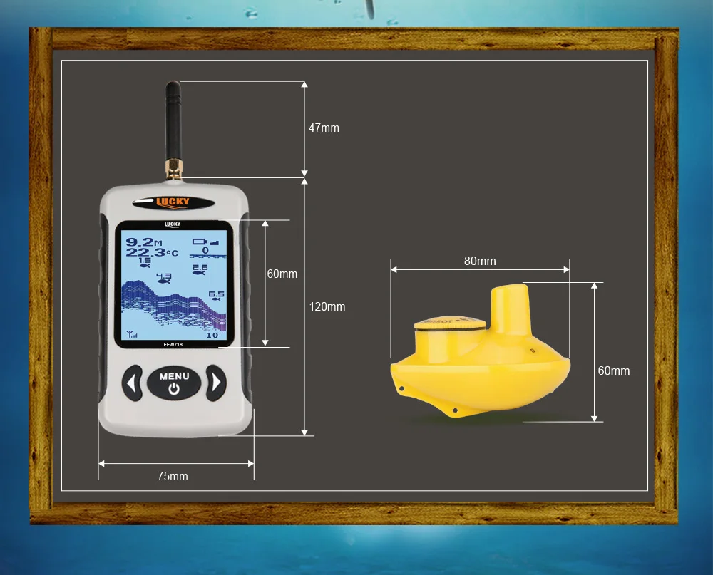 Lucky беспроводной датчик глубины Fishfinder Беспроводная сигнализация рыболовный гидролокатор сенсор рыболокатор для подледной рыбалки эхолот finder FFW718