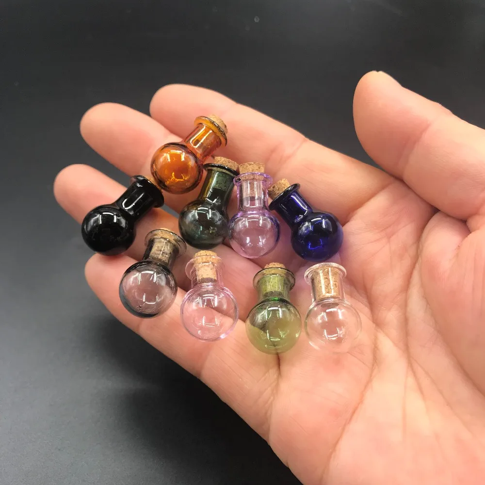 Download 9 Color Glass Cork Bottles Mini Clear Glass Bottle Vials ...