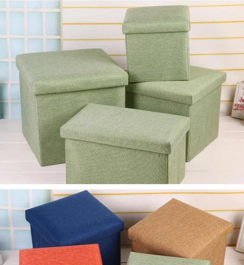 Складной ящик для хранения одежды скамейка ottoman с подъемным верхом Caja De Almacenamiento хлопок лен ног табурет сиденье стул с емкостью