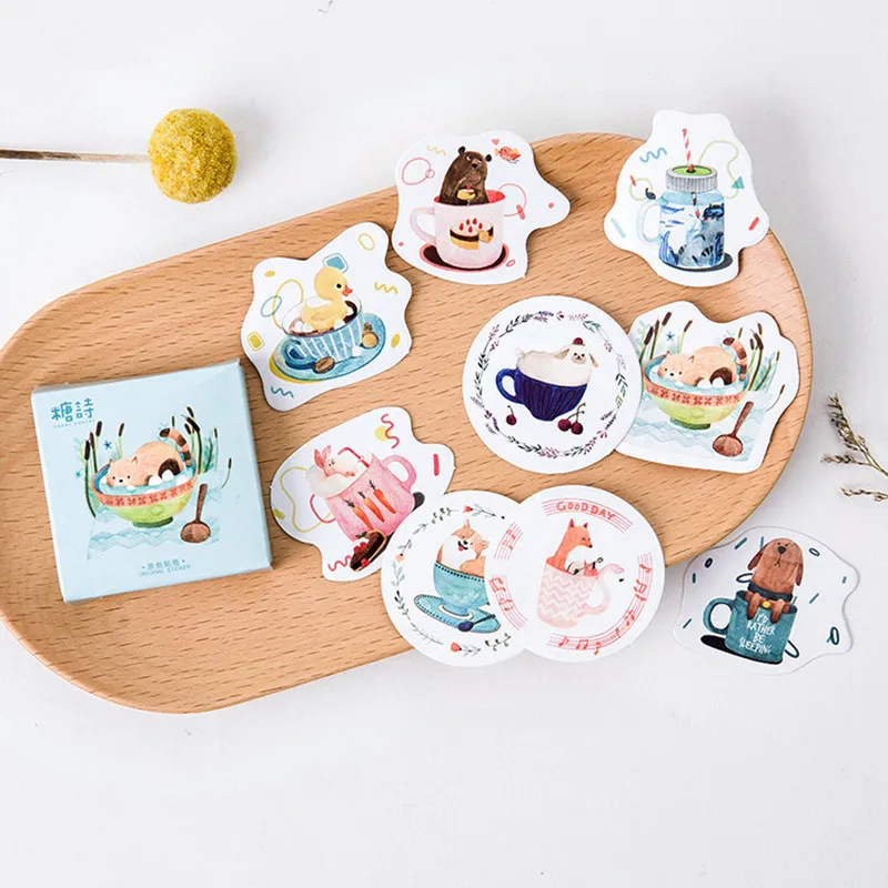 

Ayron 45 Pcs/lot The animal in the cupPaper Sticker Decoration Diy Ablum Diary Scrapbooking Label Sticker Kawaii Stationery