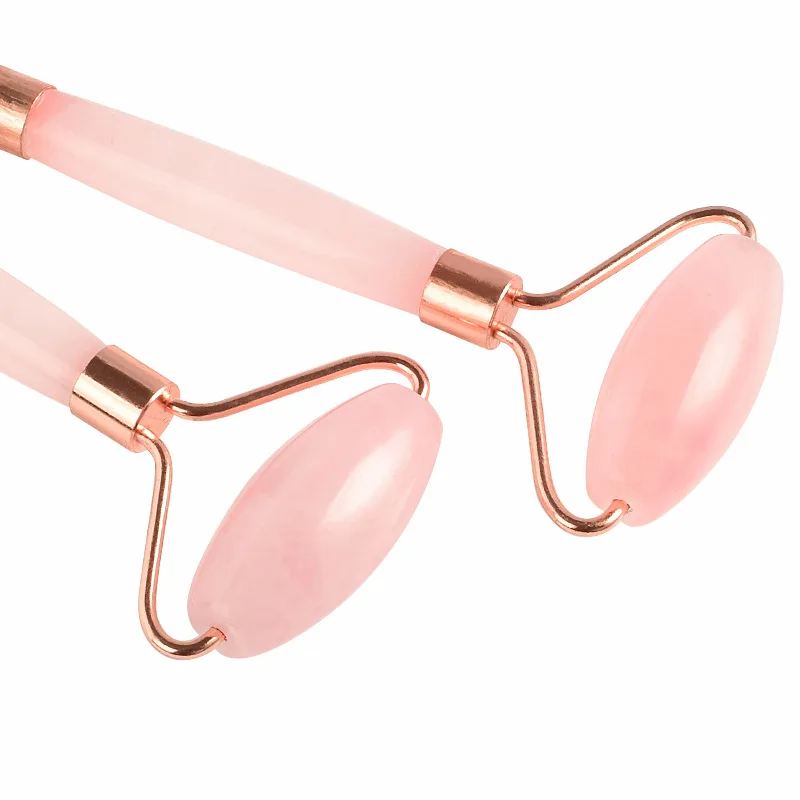 Rose Quartz Jade Roller for Face - 100% Natural Rose Quartz Stone Massager Anti Aging Facial Therapy