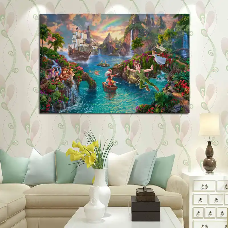 Peter Pan Thomas Kinkade Canvas Painting Prints Bedroom Home Peter Pan Thomas Kinkade Canvas