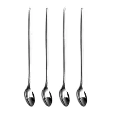 Высококачественные ложки для латте-Длинные ручки ложки из нержавеющей стали-идеально подходят для латт и мороженого Sundaes(4x