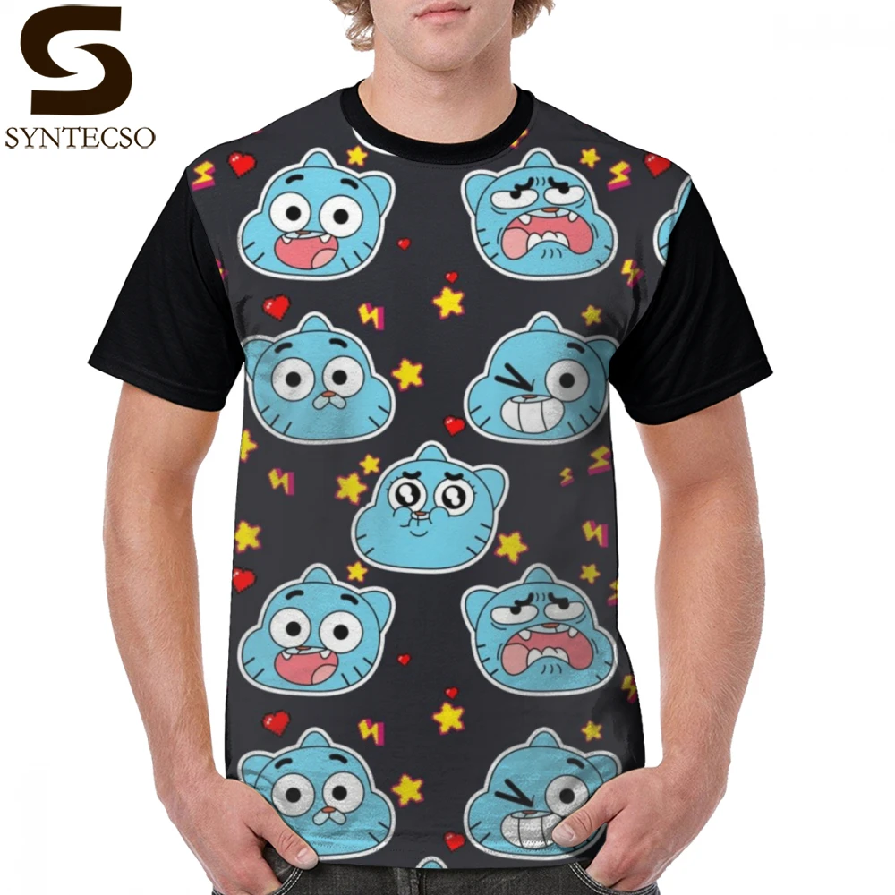 Футболка Gumball Amazing World, футболка с рисунком Gumball, потрясающая уличная одежда, графическая футболка, 100 полиэстер, свободная футболка