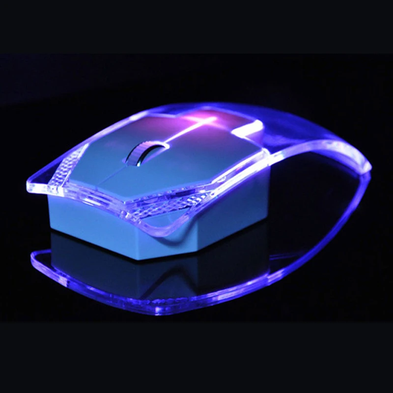 

New Fashion Transparent Wireless Mouse Silent Gamer Colorful LED Power Saving Glow Gaming Mouse Mice for Laptop Desktop