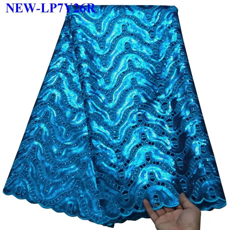 Нигерийский французский Тюль кружевная ткань Стразы AfricanSky голубое кружево высокого качества органза кружевная ткань с блестками LR003 - Цвет: As picture