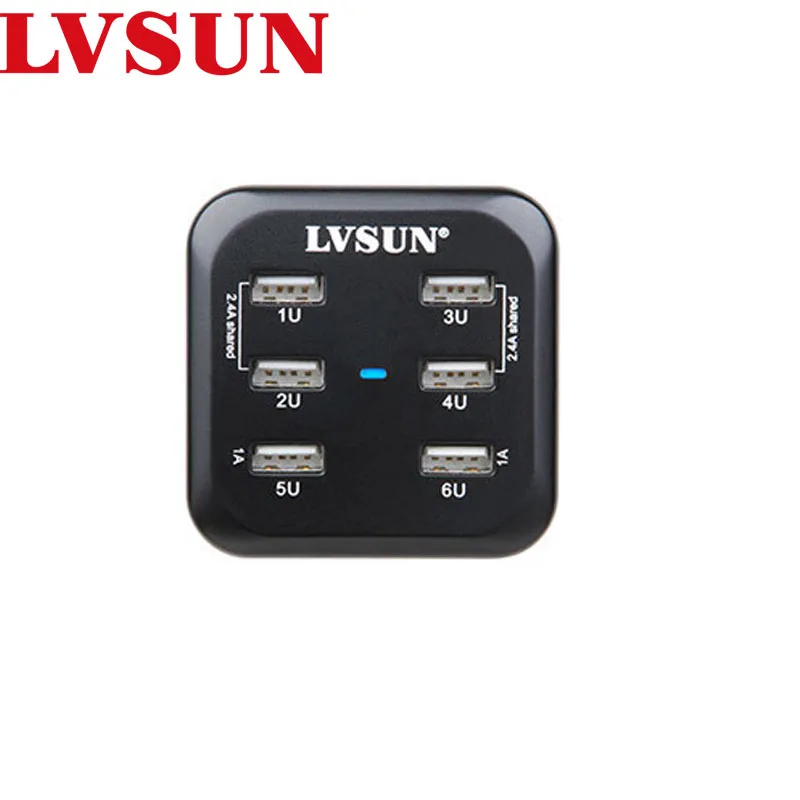 LVSUN Универсальный адаптер 34 Вт 6 usb-портов USB настенное зарядное устройство с