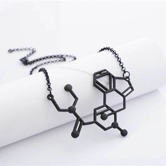 LSD aka кислотная химическая молекула структура ожерелье с подвеской BFF подарок для мужчин и женщин Черный Золото Серебро - Окраска металла: black