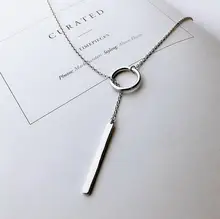 Jisensp New Arrival Fashion Jewelry Women Necklaces Circle with Bar Chian Necklace for Women Long Chain necklaces & pendants