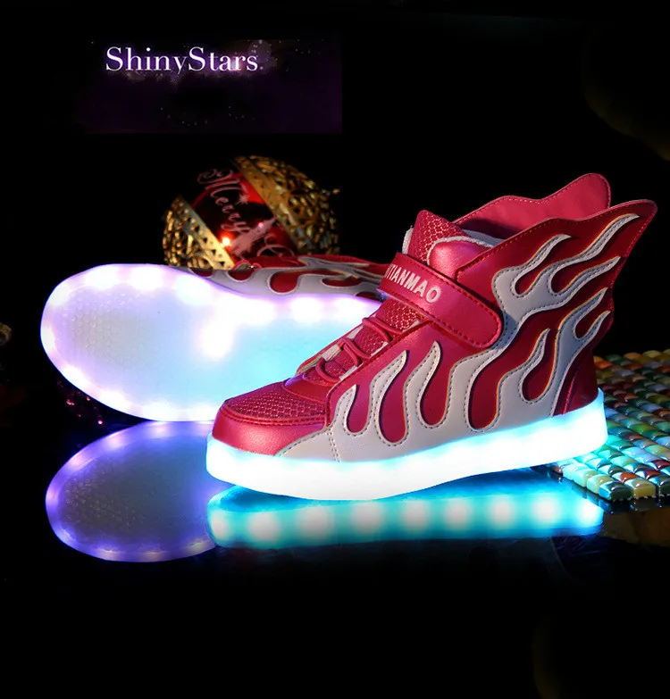 7 цветов детские кроссовки светодиодный туфли usb зарядка светящиеся для мальчиков и девочек светящиеся кроссовки светодиодные детская обувь с подсветкой крылья