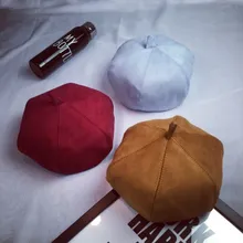 South Korean woman autumn and winter British fashion suede artist hat Korean version bud beret pumpkin