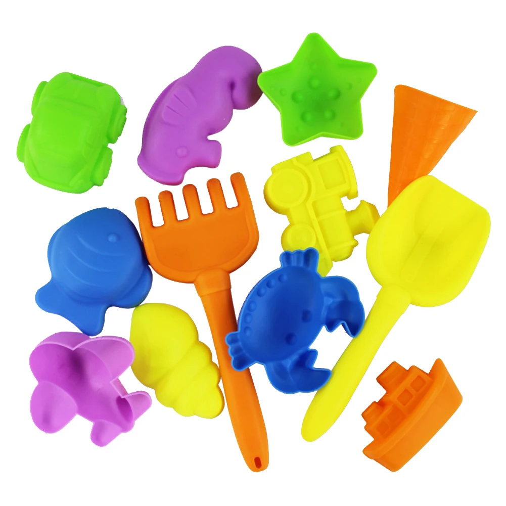 

12Pcs Beach Toy Set Beach Shovel Tool Kit Sandbox Toys with Mesh Bag for Kids Beach Outdoor Activities Random Color