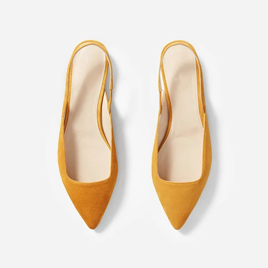 Замшевые дышащие Черные слипоны из натуральной кожи на плоской подошве; китайская Дизайнерская обувь с петлей на пятке; роскошная женская обувь с острым носком ручной работы; коллекция года - Цвет: Цвет: желтый