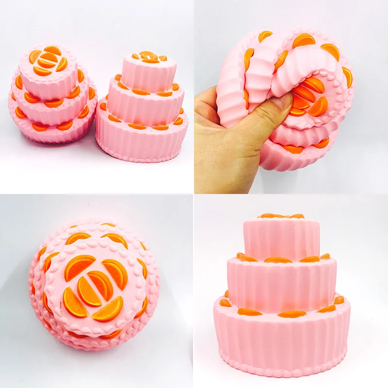 

squishy 1pcs kawaii squishy jumpo cute orange three layer cake slow rising squishy kids gift squeeze toys scented Free Shipping