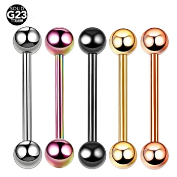 1PC G23 Titanium Tongue Piercings 14G Tongue Rings Single Gems Earring Tragus Piercings  titanium Sexy Body Jewelry Piercings
