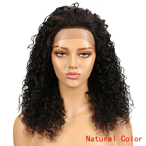 Ребекка 4X4 Синтетические волосы на кружеве человеческих волос парики для чернокожих Для женщин перуанские Remy(Реми вьющиеся волосы Синтетические волосы на кружеве парик 14 16 20 дюймов - Цвет волос: Естественный цвет