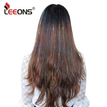 Leeons горячая распродажа 16 дюймов Блестящий синтетический зажим в одном куске волос лазер сверкающий ослепительный красочный мишура наращивание волос