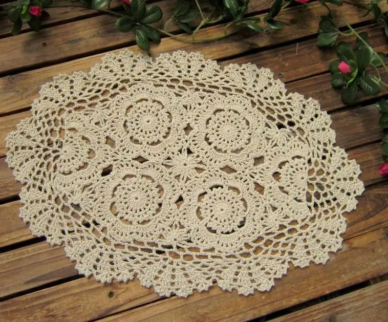 

Vintage Crocheted doilies 30x45cm oval table mat shabby chic wedding event decor