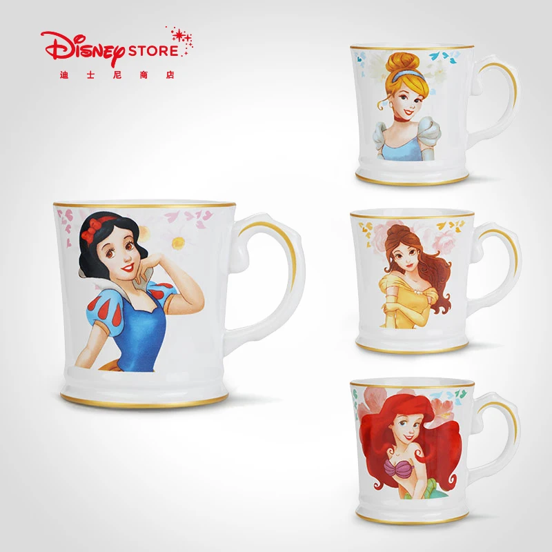 Véritable Disney mode neige blanche petite sirène Belle cendrillon tasse tasse en céramique haute qualité tasse Collection enfant cadeau