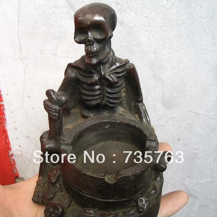 

00293 Geezer devil of terror push to whet Ashtray Dry skeleton bronze statue
