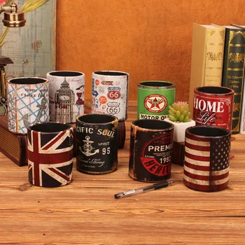 

European style Do old Retro student Pen holder Creative fashion lovely Office desktops Simple Multifunctional storage school box