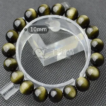 

Genuine Natural Gold Obsidian Gemstone Bracelet 10mm Round Beads Stretch Bracelets Man Lady Best Gift AAAAA