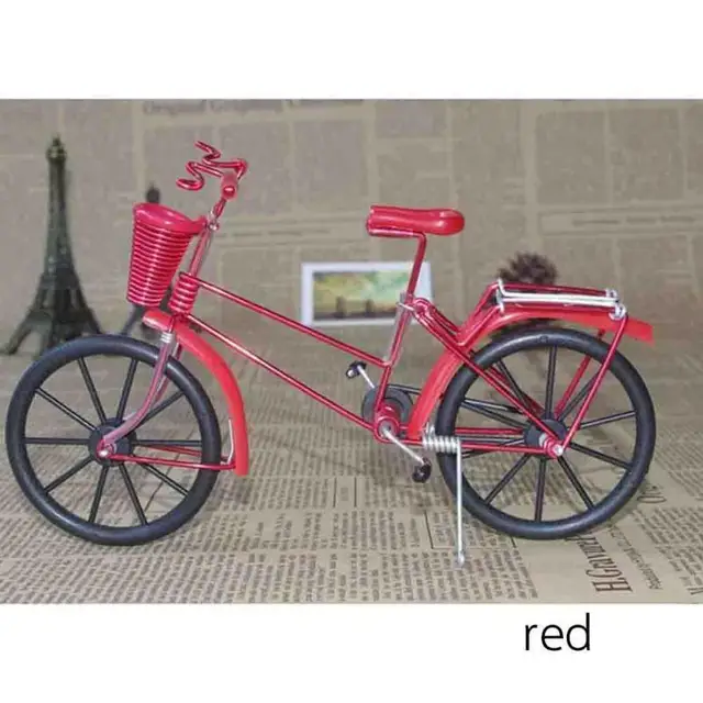 Antique Bicycle Bike Model Figurine Miniature Metal Craft Home Decor