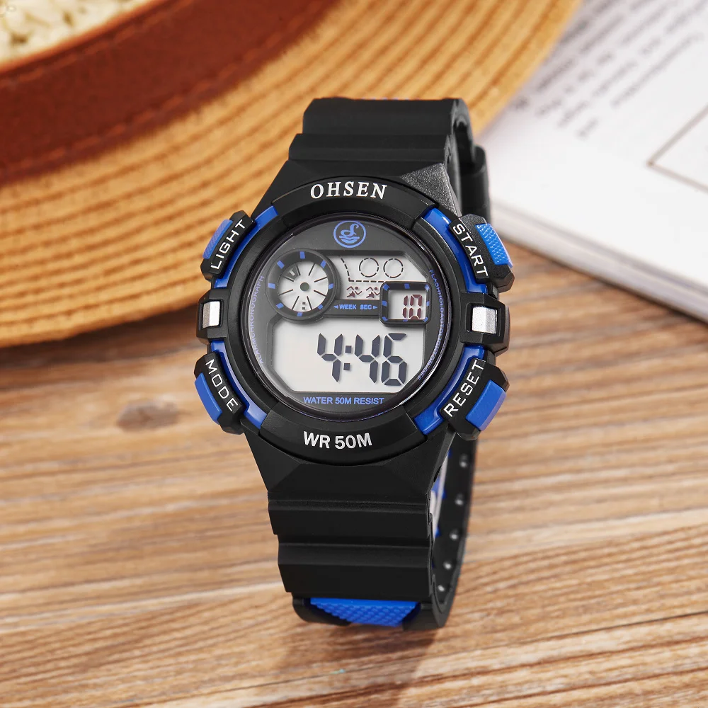 OHSEN Children Watches Cool Kids Watch Sports Alarm Watch Unisex Rubber