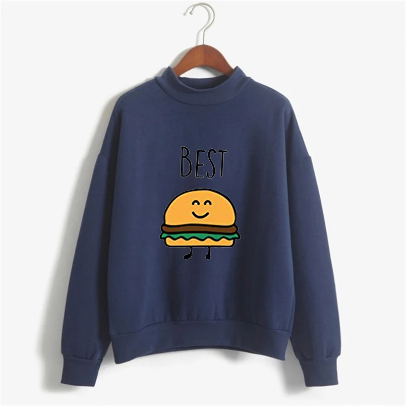 Толстовка размера плюс для женщин, зимняя одежда, дамские повседневные худи с изображением еды, пуловер с принтом гамбургера, джемпер Moletom