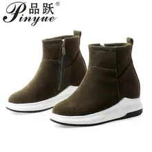 Новинка; женские зимние ботинки; Зимние ботильоны из флока; женская теплая меховая плюшевая стелька; высокое качество; botas mujer; обувь на молнии