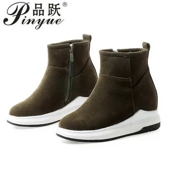 

New Women Winter Boots Flock Ankle Snow Boots Female Warm Fur Plush Insole High Quality Botas Mujer Zip Shoes