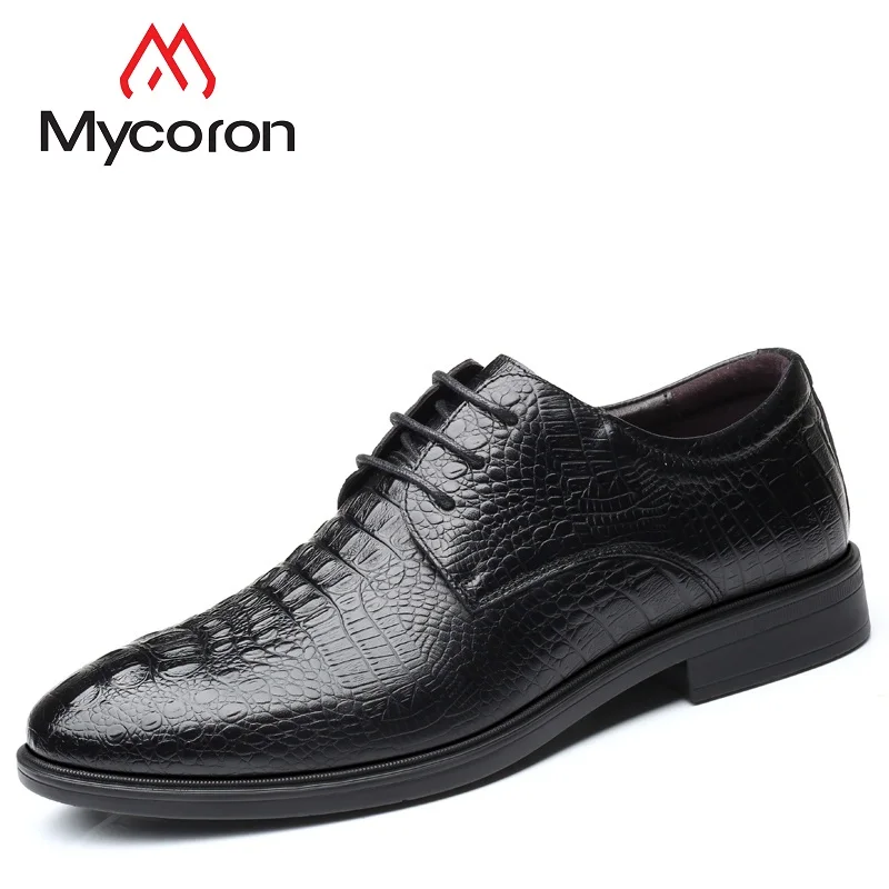 Negocios Zapatos Negro Cuero Masculino Diseñador Boda Lujo Genuino Estilo Sapato 2018 Hombres Mycoron Casuales Italiano De wqx4B4AT