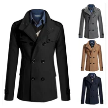 Zogaa осень-зима Для мужчин's длинные шерстяные пальто мужской Повседневное однотонные Цвет с хорошей терморегуляцией, Для мужчин для маленьких мальчиков с воротником, длинное пальто