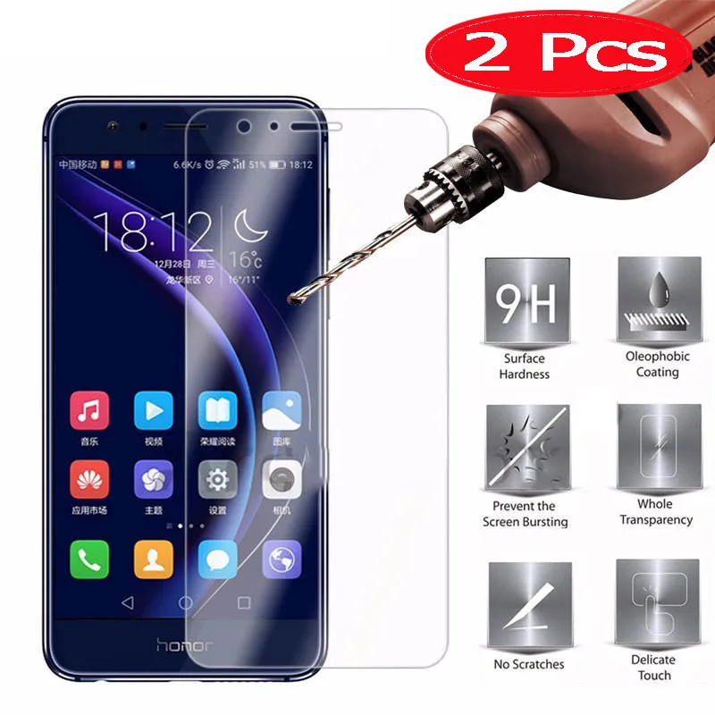 2 шт. закаленное стекло HOPELF для Huawei Honor 8 защитная пленка экрана телефона стекло|glass