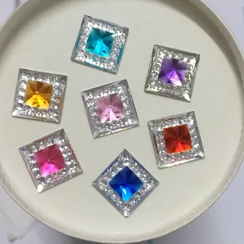 

80pcs Resin 10mm Bling Square Double color flatback rhinestone Ornaments DIY Wedding appliques craft D53*2