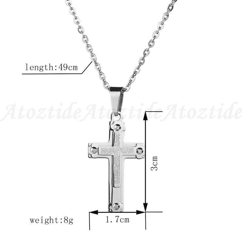 Atoztide религиозный из нержавеющей стали Библейский крест ожерелье мужское черное молитвенный кулон Иисуса лорда ожерелье Безграничность Вера Ювелирные изделия