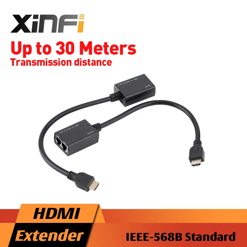 

Xinfi 1pair HDMI Cable Extender Adapter Over RJ45 CAT5e CAT6 LAN Ethernet Balun Extender Repeater for HDTV HDCP 1080P HDMI Cable