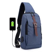 

Shoulder Bags USB Chest Bag Oxford Charging Crossbody Bags Men Fashion Casual Anti Theft School Short Trip Messengers Bag