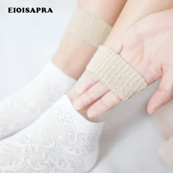 

[EIOISAPRA]Creative New Arrived Silk Hollow Out Socks Handmade Transparent Short Socks Women Japan Harajuku Shining Sokken