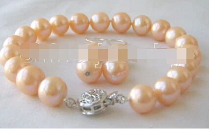 

Miss charm Jew.249 Beautiful AAA + 8" 9-10mm pink round freshwater pearl bracelet & earring