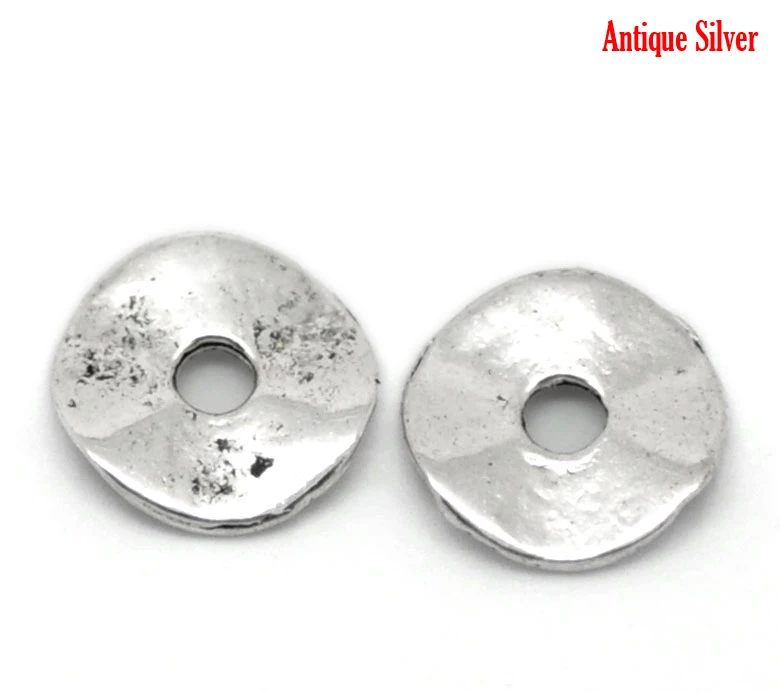

DoreenBeads Zinc metal alloy Spacer Beads Round Antique Silver color About 9.0mm( 3/8") Dia, Hole:Approx 2.0mm, 35 PCs