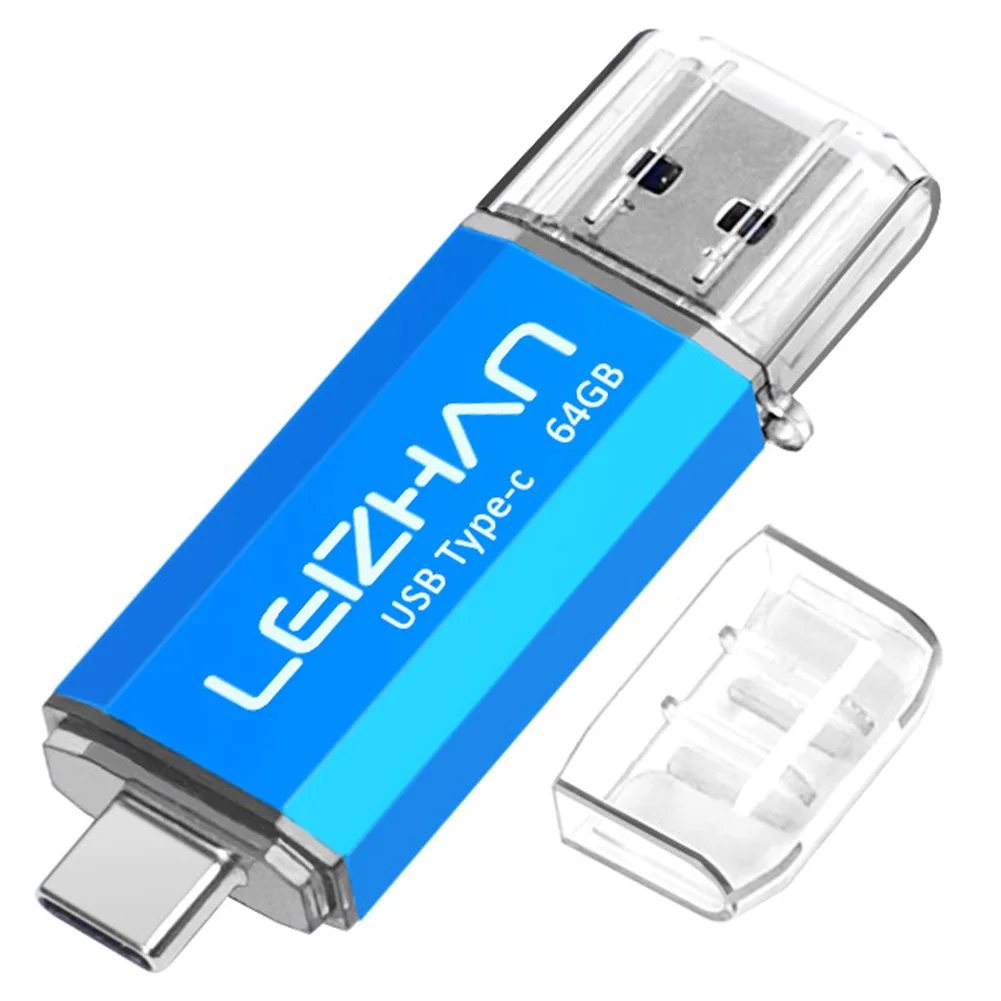Флеш-накопитель LEIZHAN USB C 256GB type-c для Galaxy S10 S9 S8 Tipo C Флешка 128GB USB 3,0 карта памяти 64GB 32GB 16GB - Цвет: Type c-USB 3.0-Blue