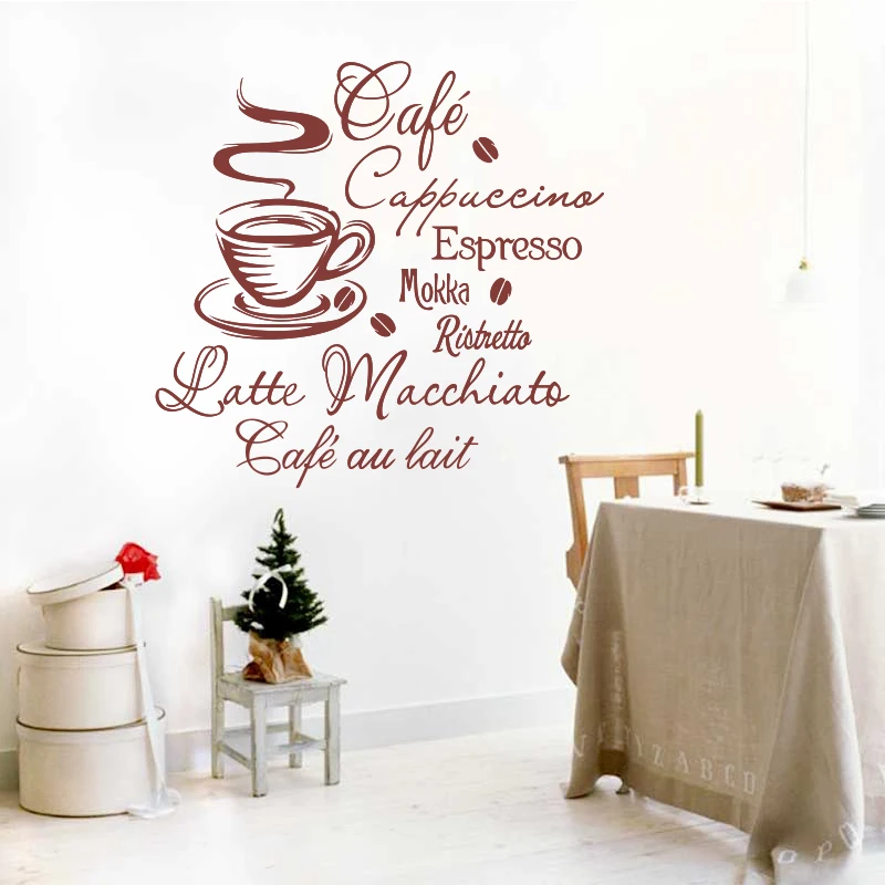 Coffee Kitchen Vinyl Wall Stickers Kitchen Coffee Shop removable Wall Mural Decals Home Decor House Decoration Wall Art DW1045 Coffee Kitchen Vinyl Wall Stickers Kitchen Coffee Shop removable Wall Mural Decals Home Decor House Decoration Wall Art DW1045